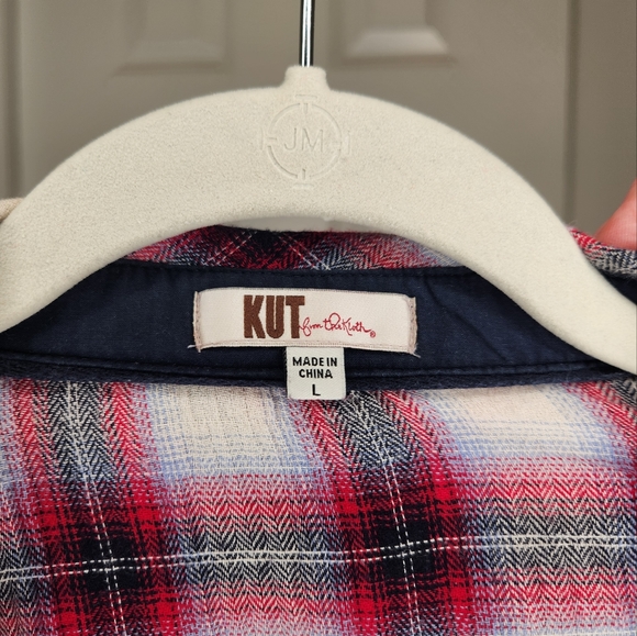 EUC Kut from the Kloth Womens Gauzy Plaid Snap Button Long Sleeve Shirt - Picture 4 of 5